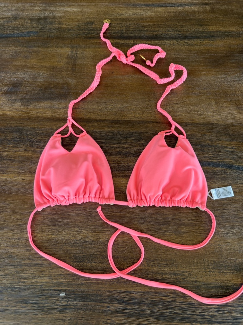 NWOT Luli Fama Pink Triangle Bikini Top